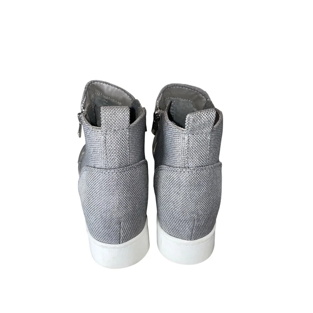 Soda Womens Grey Metallic Hidden Wedge High Top Fashion Sneakers Size 8.5